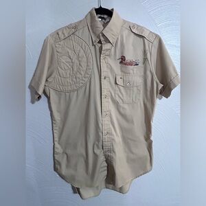 Vintage Hunting Ammo Shooting Shirt Padded Shoulder - Medium - Tan Mallard